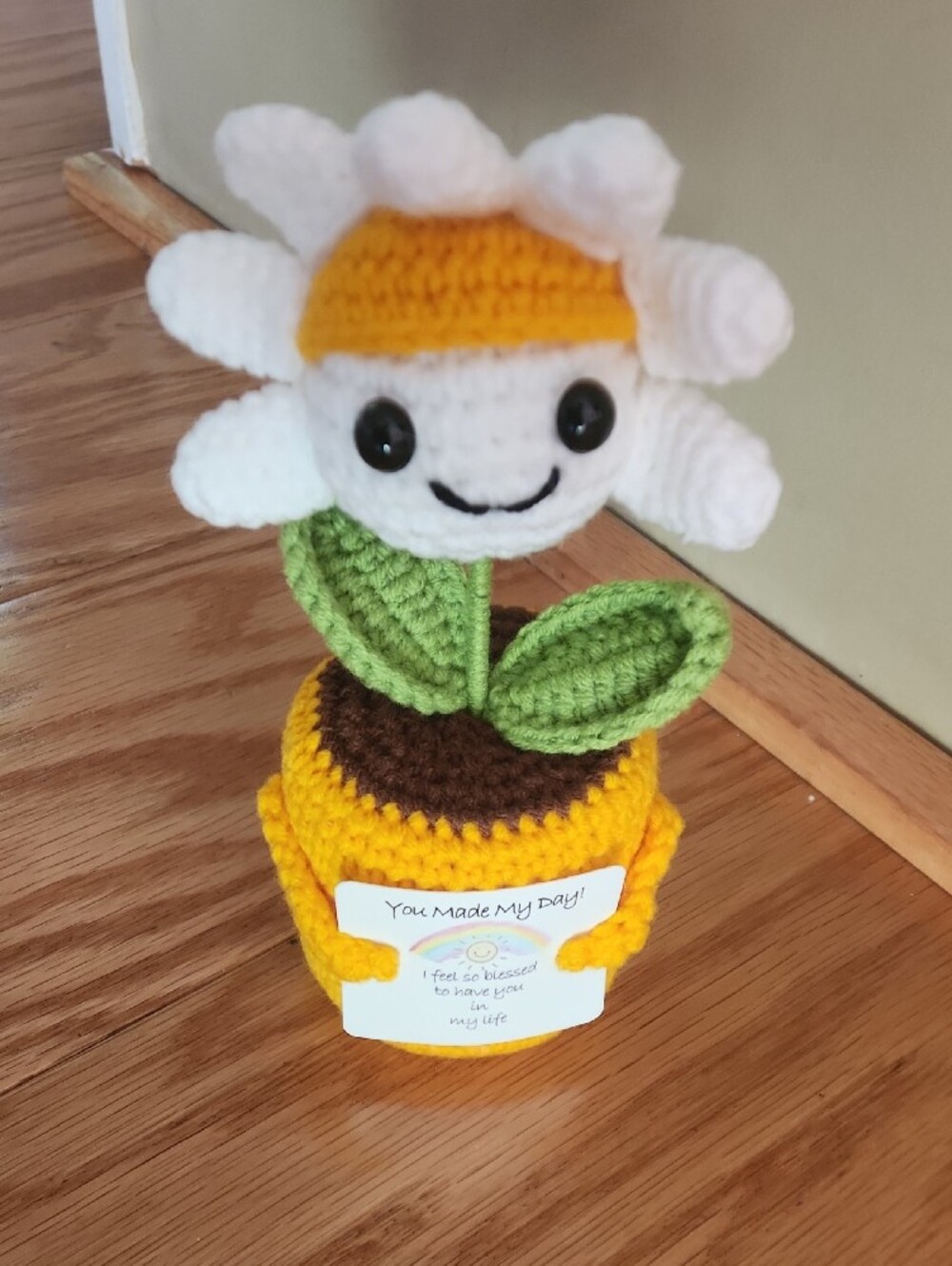 Handmade Crochet Mini Daisy Thank You Gift with Sunny Yellow Accent - Picture 7 of 11